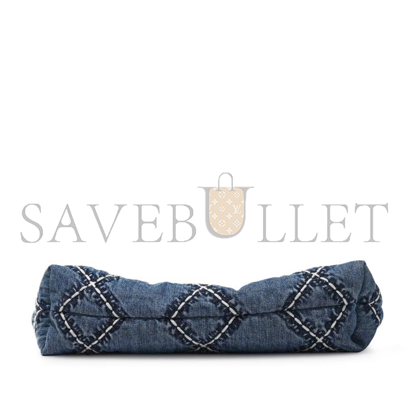 CHANEL DENIM QUILTED STITCHED SMALL CHANEL 22 BLUE AS3260 (37*35*7cm)